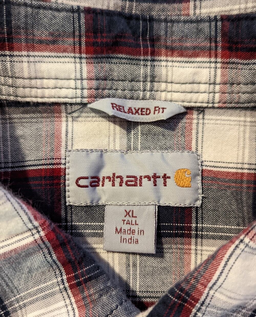 Carhartt men sz XL Tall relaxed fit Shirt plaid print short sleeve top 2791